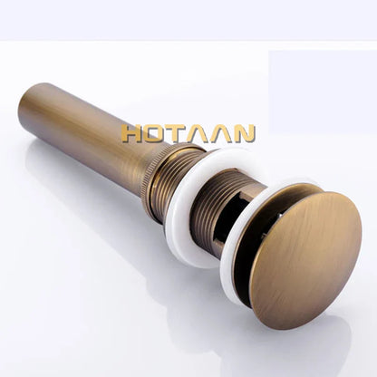 DecorBites™ Brass Pop Up Sink Drain - Antique Brass Gold Black Bathroom Basin Waste