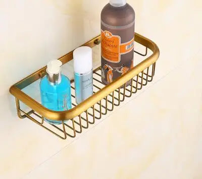 DecorBites™ Brass Antique Bath Hardware Set: Towel Rack, Paper Holder, Towel Hanger, Toilet Brush Holder