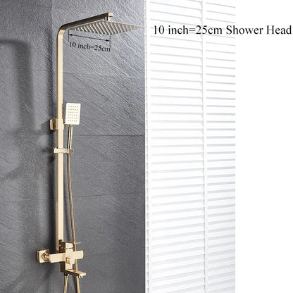 DecorBites™ Brushed Gold Rain Shower Bath Faucet Wall Mounted - Shower Set Mixer