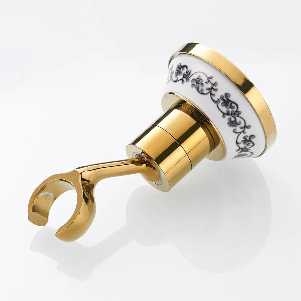 Soporte giratorio de latón dorado Decorbites™ para cabezal de ducha manual, soporte de montaje para accesorios de baño
