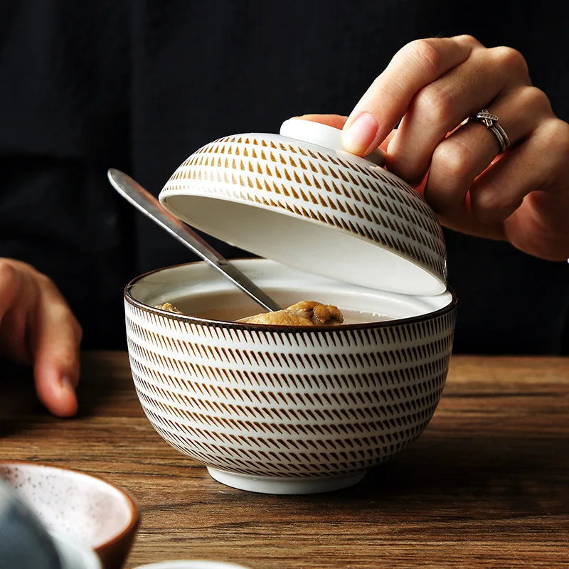 Tazón de sopa de cerámica estilo japonés Decorbites™ - Soperera esmaltada ecológica