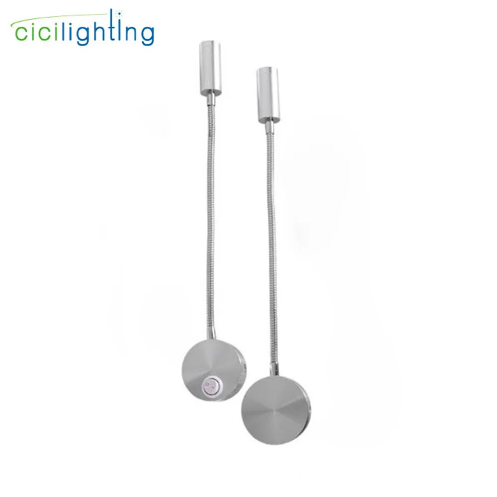 DecorBites™ 3W Flexible Gooseneck LED Wall Sconce for Bedroom Reading, Aluminum Lightning