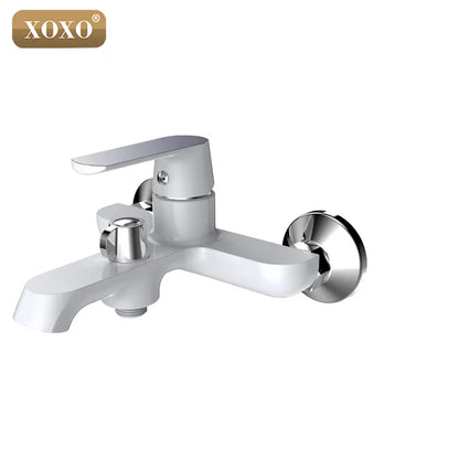 DecorBites™ Brass Chrome Wall Mounted Shower Faucet Set with Green Orange Shower Head