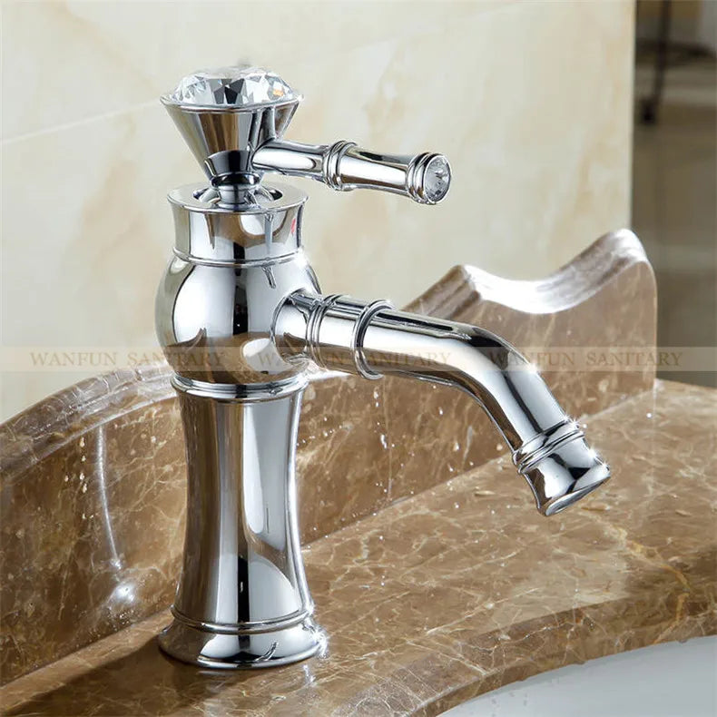 DecorBites™ Gold Brass Single Handle Bathroom Mixer Taps for Counter top Basin