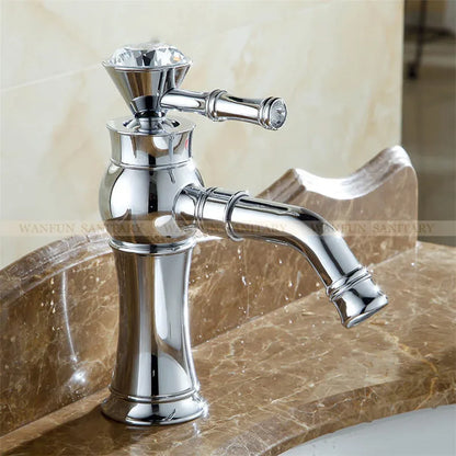 DecorBites™ Gold Brass Single Handle Bathroom Mixer Taps for Counter top Basin