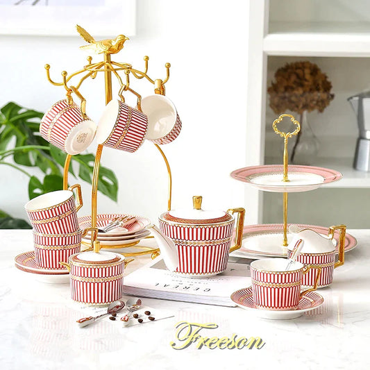 DecorBites™ Gold Porcelain Coffee & Tea Set - Luxury Bone China Porcelain Coffeeware