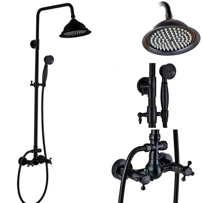 DecorBites™ Black Brass Bath Shower Faucet Set with Handshower and Tub Spout