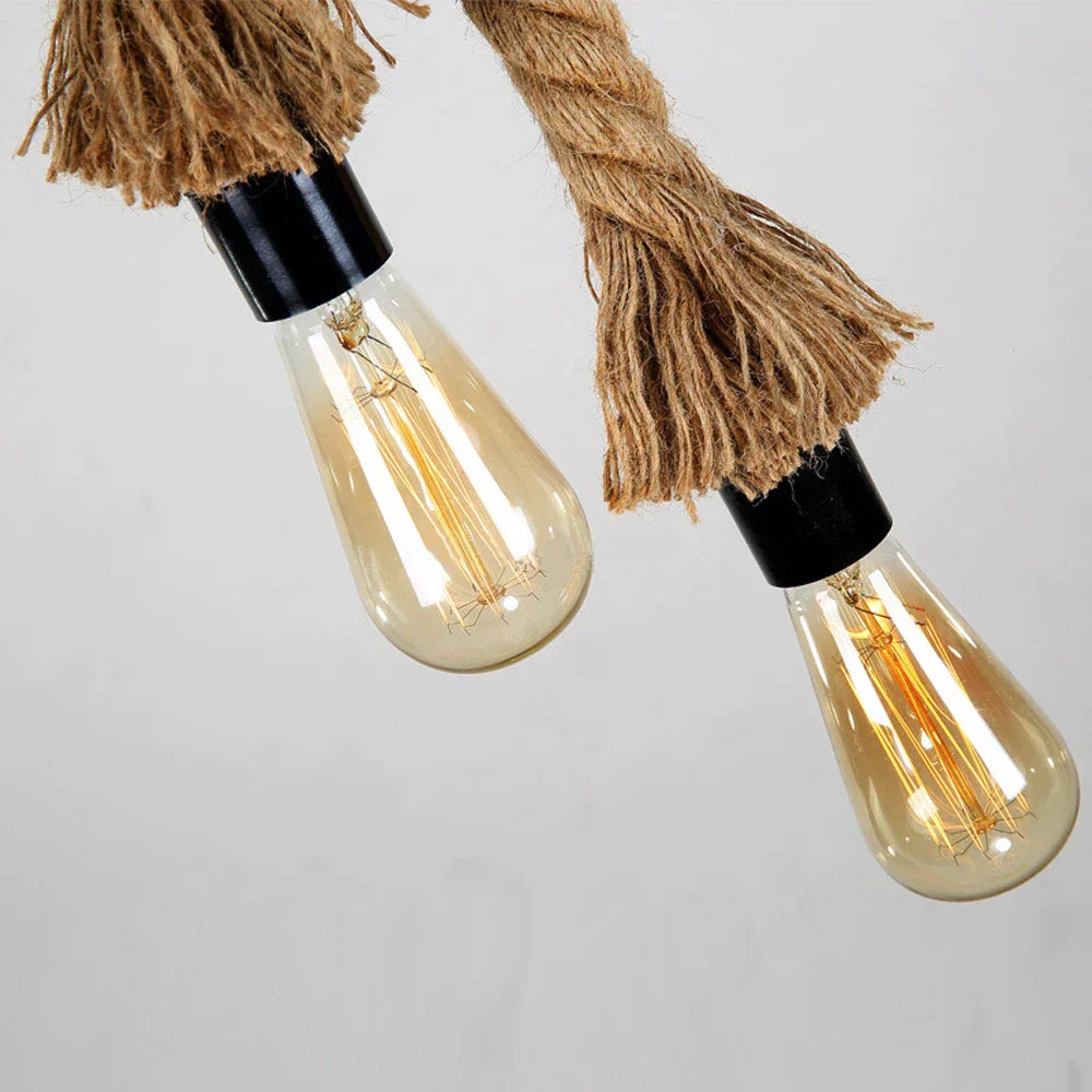 DecorBites™ Hemp Rope Pendant Light E27 Industrial Loft Restaurant Coffee Personality Lamp