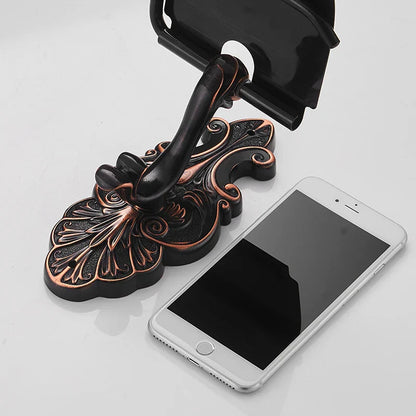 DecorBites™ Black Brass Toilet Paper Holder Wall Mounted Bathroom Accessories Holder Shelf