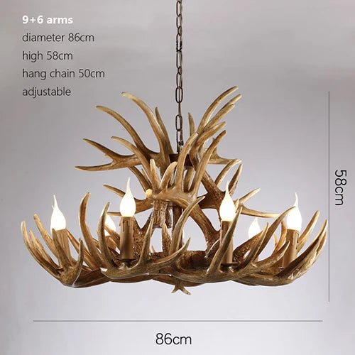 DecorBites™ Antler Chandelier: American Retro Resin Horn Deer Lamps for Rustic Indoor Decor