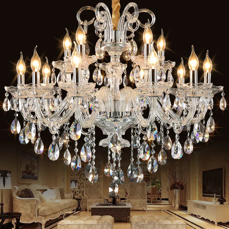 DecorBites™ Crystal Chandelier: Luxury Modern Light Fixture for Living Room - Lustres de Cristal
