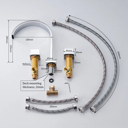 DecorBites™ Brass Chrome Bathroom Sink Faucets Deck Mounted Double Handle Hot Cold Tap