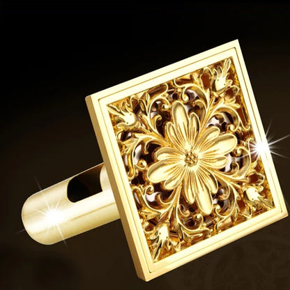 DecorBites™ Golden Square Floor Waste Drain 4cm, Luxury Bathroom Shower Grate 10cm * 10cm