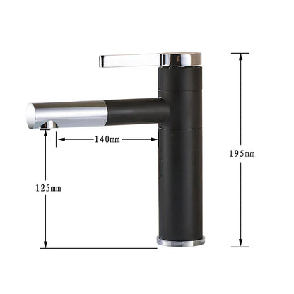 DecorBites™ Brass Bathroom Faucet Vessel Sink Mixer - Swivel Spout Deck Mounted Vanity Tap - White/Black Color