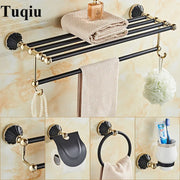 Gold Black Bathroom Accessory Set With Towel Bar
