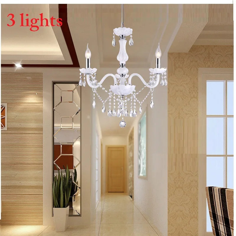 DecorBites™ Crystal Chandelier with 18 White Arms LED Candle Lights suitable for Living Bedroom