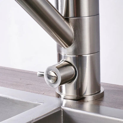 DecorBites™ Brushed Nickel Kitchen Sink Faucet with Water Purification: 360° Rotation Deck Mounted Mixer Tap