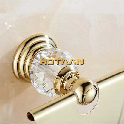 DecorBites™ Golden Crystal Toilet Paper Holder Wall Mount Archaize Waterproof Roll Rack