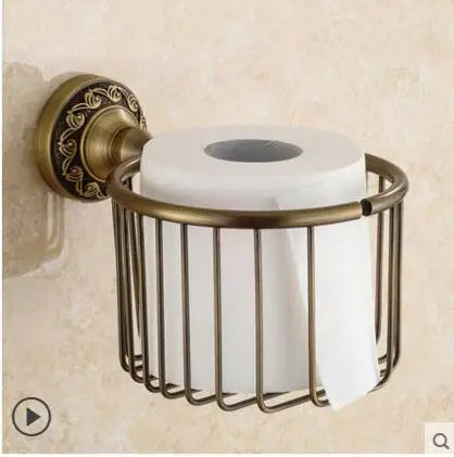 Juego de accesorios de baño DecorBites™ de cobre tallado: estante para toallas, toallero, portarrollos de papel, gancho para ropa