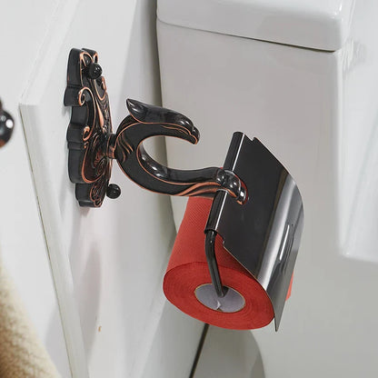 DecorBites™ Black Brass Toilet Paper Holder Wall Mounted Bathroom Accessories Holder Shelf