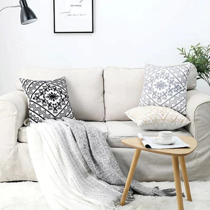 غطاء وسادة قماشية مطرزة بنقشة أزتك من ديكوربايتس™، مقاس 45×45 سم