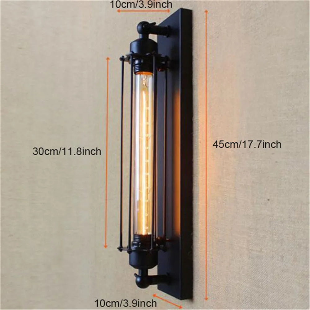 DecorBites™ Black Rustic Edison Bulb Wall Light with Metal Lampshade for Stair Kitchen