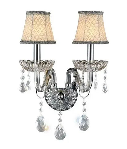 DecorBites™ Crystal Lamp Wall Light with LED Bulbs and Silk Fabric Lampshade