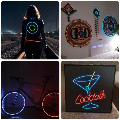 DecorBites™ حبل سلكي EL بإضاءة نيون 3 فولت بطول 1 متر/3 متر/5 متر، شريط إضاءة LED للأحذية والملابس والسيارات