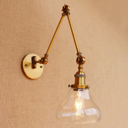 DecorBites™ Brass Glass Ball Swing Arm Wall Light Vintage Industrial Lamp