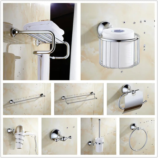 DecorBites™ Brass & Crystal Bathroom Set: Towel Rack, Bar, Paper Holder, Soap Dish