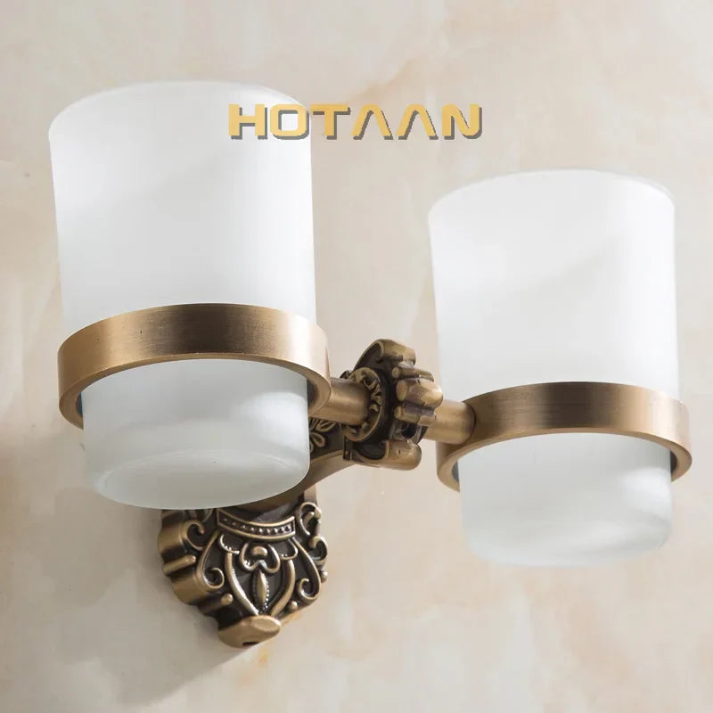 حامل أكواب مزدوج من الألومنيوم للحمام من DecorBites™ - YT-11208