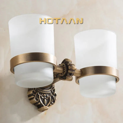 حامل أكواب مزدوج من الألومنيوم للحمام من DecorBites™ - YT-11208