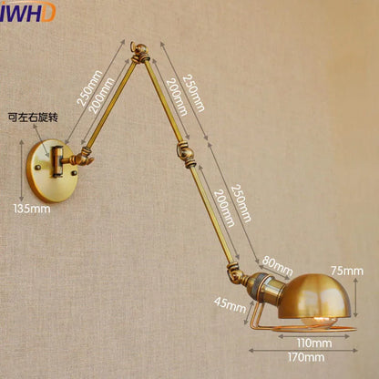 Aplique de pared LED DecorBites™ Gold Swing Arm Retro Loft Industrial