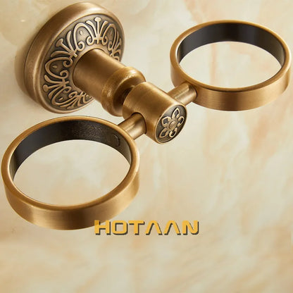 حامل أكواب مزدوج من الألومنيوم من DecorBites™ لإكسسوارات الحمام