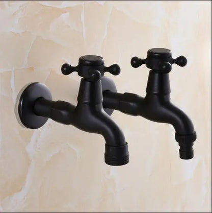 DecorBites™ Brass Black Oil Brushed Double Washing Machine Faucet Tap