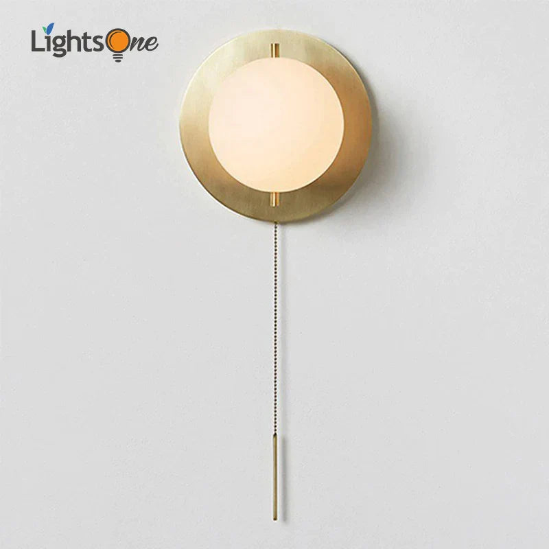 DecorBites™ Glass Round Wall Lamp Brass Wall Light for Living Room & Bedroom