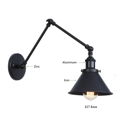 Aplique de pared vintage de cobre negro Decorbites™ con brazo largo para dormitorio de hogar