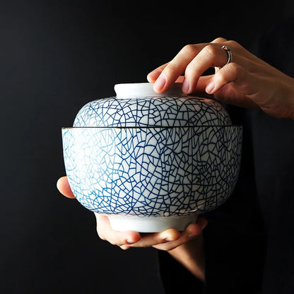 DecorBites™ Japanese Style Ceramic Soup Bowl - Eco-Friendly Under Glazed Tureen