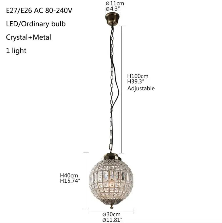 DecorBites™ Crystal Empire Ball Chandelier for Living Room Bedroom Hotel