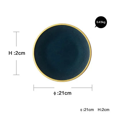 DecorBites™ Ceramic Dinner Plate - Gold Edged Steak Dish - High Quality Japan Style Partyware