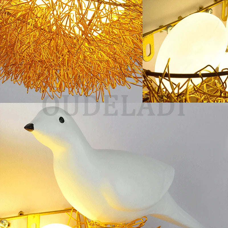 DecorBites™ Bird's Nest LED Wall Lamp with 3D Birds Art - Decorative Novelty Wall Light