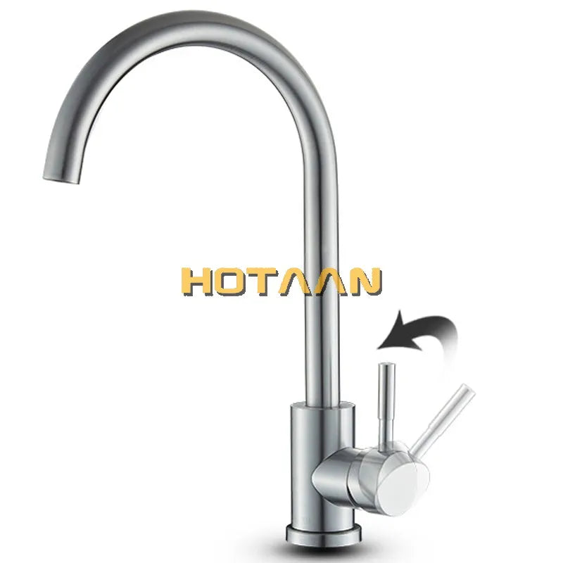 DecorBites™ Brushed Nickel Stainless Steel Kitchen Faucet with Single Handle and Single Hole