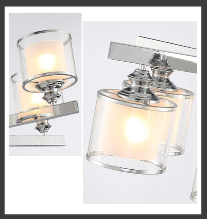 DecorBites™ Double Glass LED Crystal Chandelier in Chrome Finish for Living Room