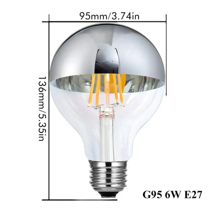 DecorBites™ 8W LED Filament Dimmable G45 Silver Mirror Top Bulb E12 Warm White 2700K