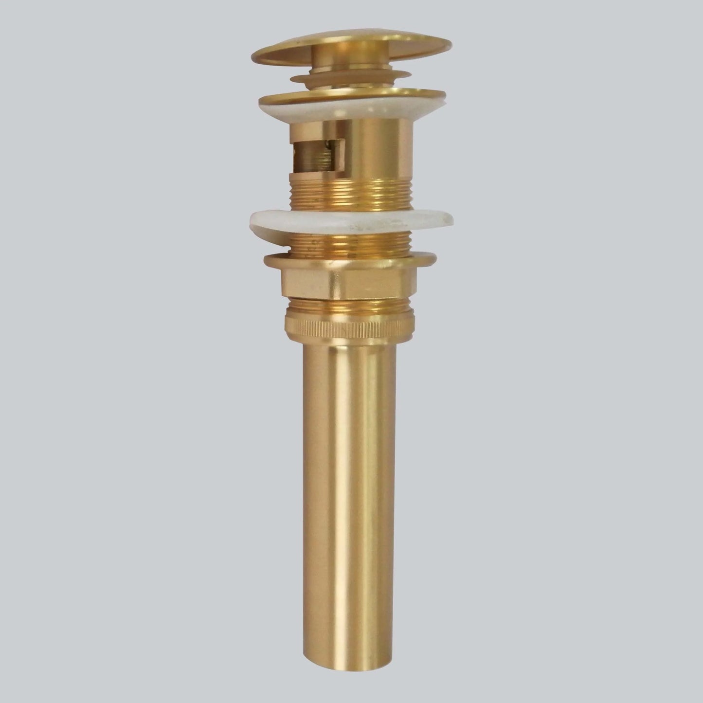 DecorBites™ Brushed Gold Basin Sink Pop Up Drain with Overflow, Round Brass Waste Water Drainer