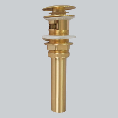 DecorBites™ Brushed Gold Basin Sink Pop Up Drain with Overflow, Round Brass Waste Water Drainer