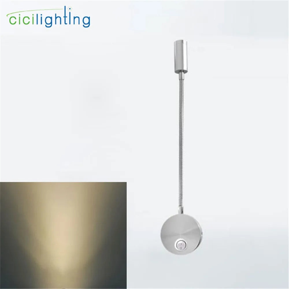 DecorBites™ 3W Flexible Gooseneck LED Wall Sconce for Bedroom Reading, Aluminum Lightning