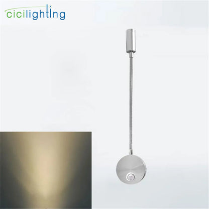 DecorBites™ 3W Flexible Gooseneck LED Wall Sconce for Bedroom Reading, Aluminum Lightning