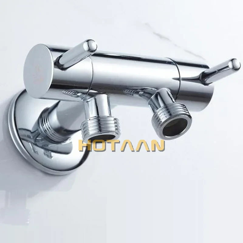 DecorBites™ Brass Chrome Wall Mount Bibcock Faucet - Cold Water Tap for Washing Machine, Toilet, Garden