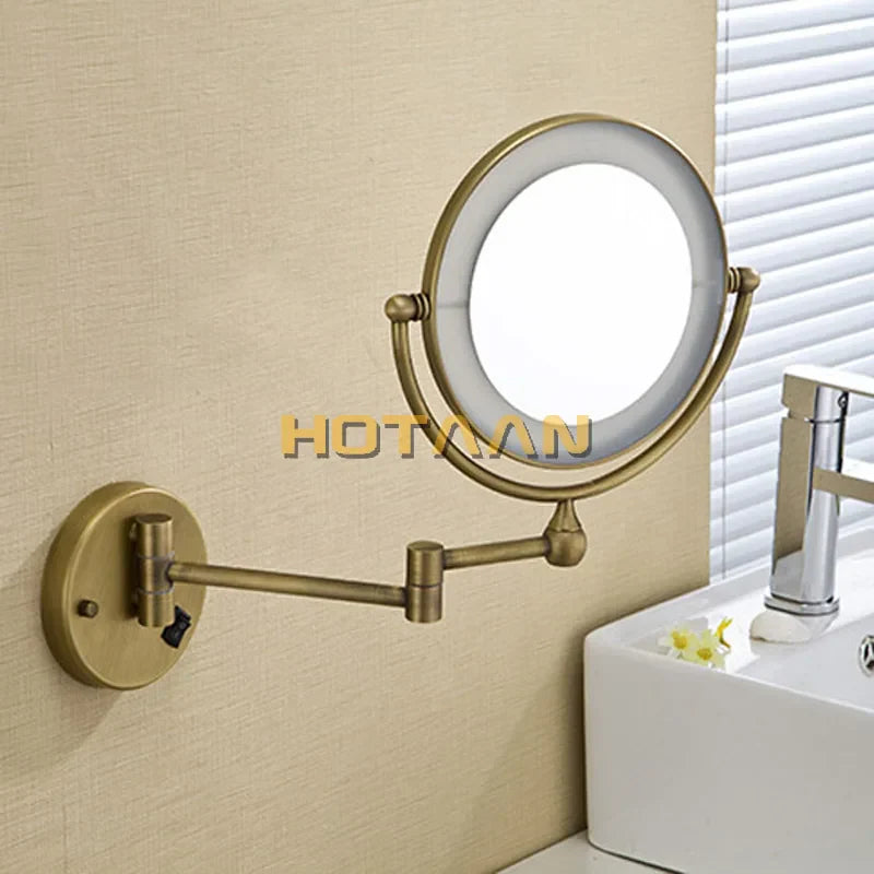 مرآة مكياج DecorBites™ دائرية مقاس 8 بوصات مزودة بإضاءة LED مع تكبير مزدوج 3X/1X